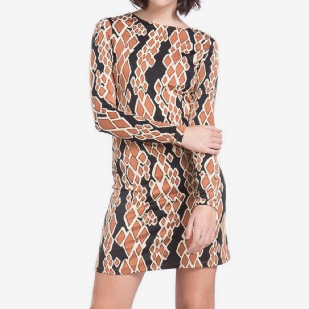 Julie Brown snake pattern dress in black & gold
